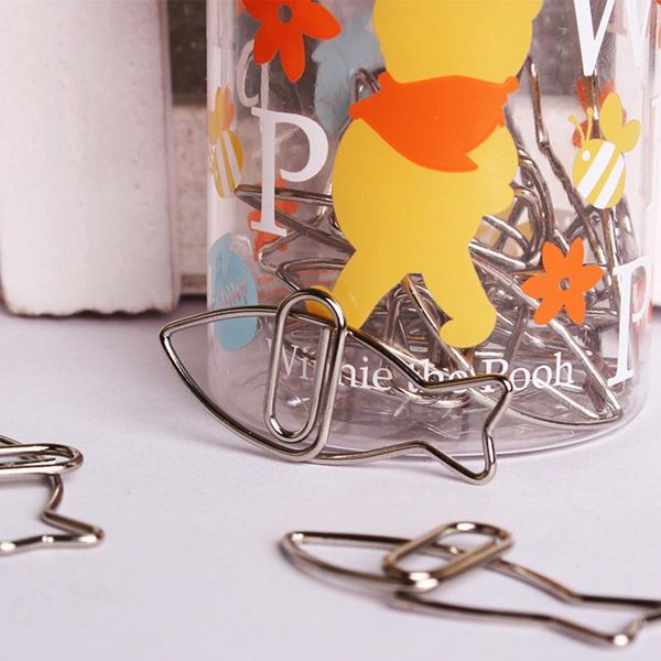 

20 pcs set fish shaped paper clip with cute storage box metal bookmark clip holder documents files classified clip office supply h wmtojn
