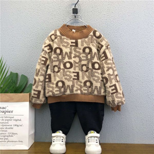 

children's plush 2020 winter new men's and women's foreign sle pullover sweater, Blue