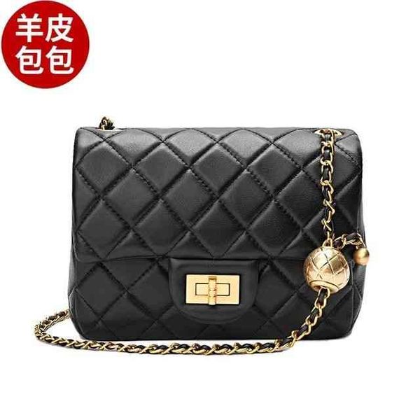 

xiaojinzhu square fat golden ball bag 2021 new xiaoxiangfeng lingge chain bag leather black diagonal bag