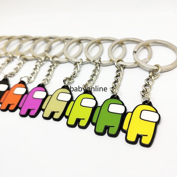 

100pcs 11 styles games among us keychain acrylic colourful gift keychains for car keys decoration accessories 5cm*3cm fy7332, Black