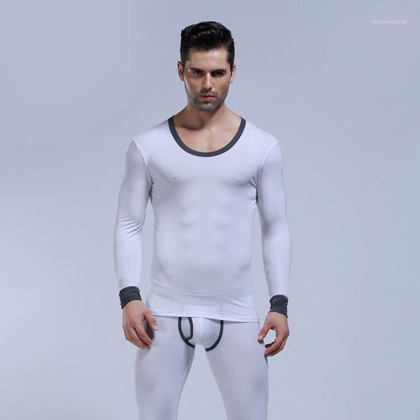 

men's thermal underwear 2021 winter men warm long johns set fashion cotton modal for man low waist1, Black;white