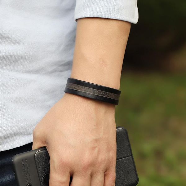 

tennis handmade genuine leather bracelet men vintage black brown button charms wrap wristband for women jewelry strap, Golden;silver