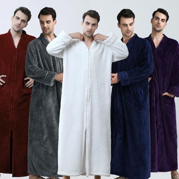 

men's nightdress robe comfortable thickened zipper bathrobe bathroom towel toallas de ducha bath towels for adults customized