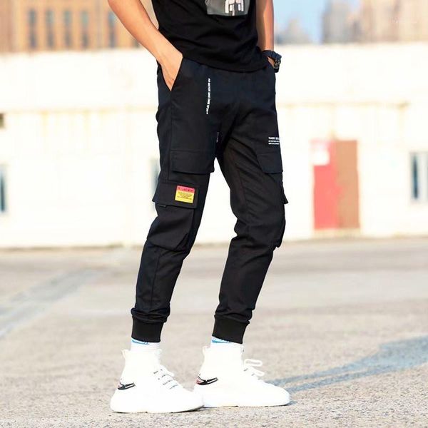 

men fashion sporty pants hip hop casual streetwear runnings pants high street jogger new pocket men's clothing trousers1, Black