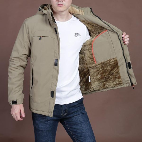 

men's down & parkas boutique [ shield] 1279 cotton padded casual quick drying coat multi pocket thickened, Black