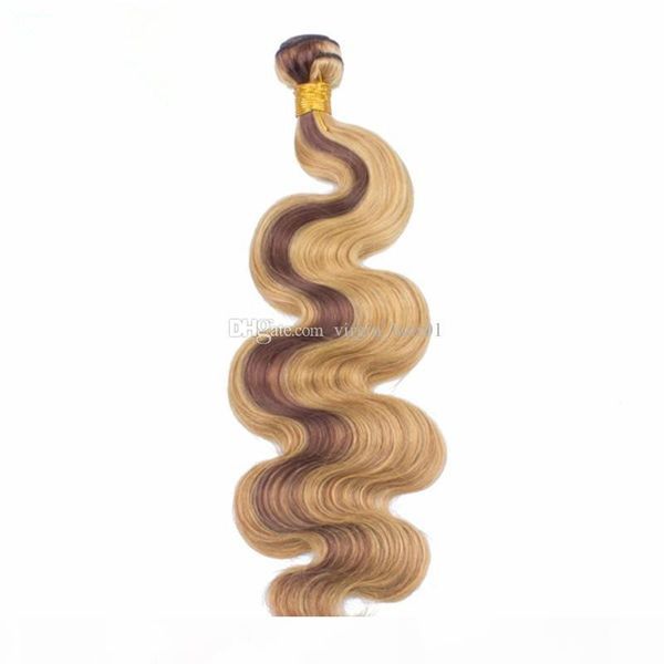 

two tone 4 27 brown and honey blonde hair body wave mix color piano body wave human hair 3bundles deals fast ship, Black;brown