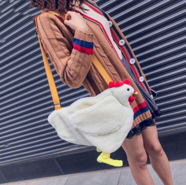 

fashion women messenger bag cartoon chicken casual shoulder bags cute children girls plush handbag sac a main