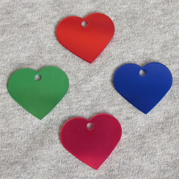 

aluminum 100pcs id tags, heart alloy blank charming pendants dog pet identification tags