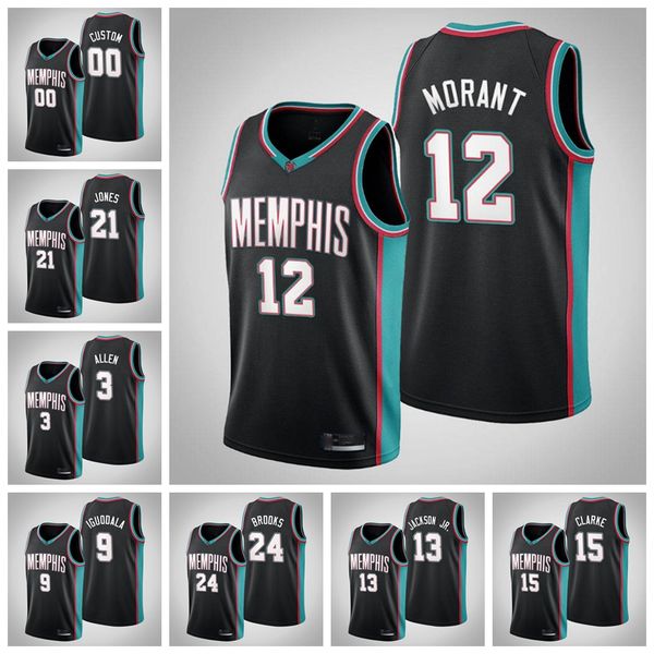 

2020/21 men ja morant jaren jackson jr. swingman city basketball jersey memphis grizzlies black icon edition, Black;red