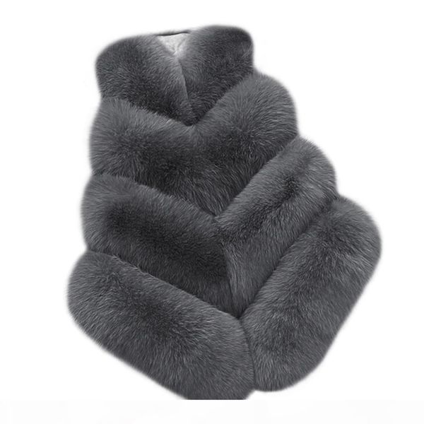 

winter 2018 women fur vest thick warm faux fashion o-neck short fur coat women jacket outwear femme 3xl, Black