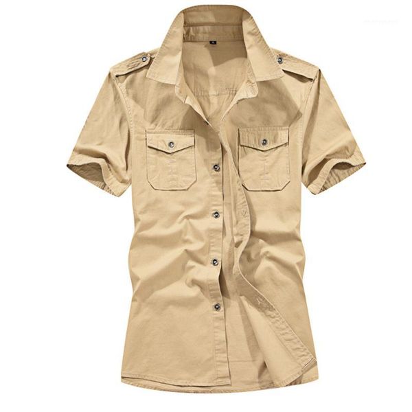 

shirt men casual fashion pure color pocket short sleeve loose men's clothes large size c05201, White;black