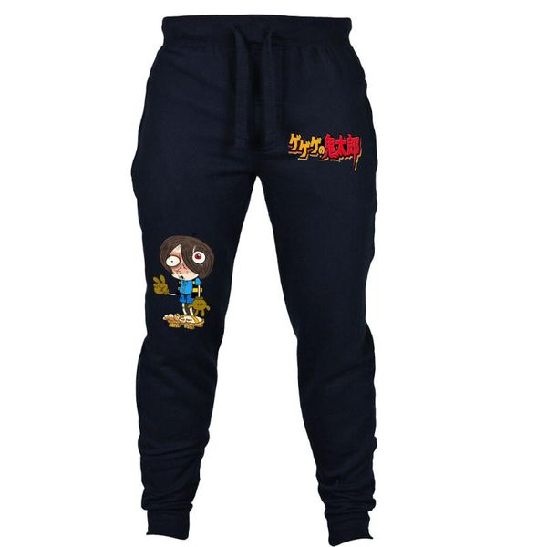 

japan anime gegege no kitaro pants cospaly cartoon pants mens winter sweatpants spring male casual cotton jogger, Black