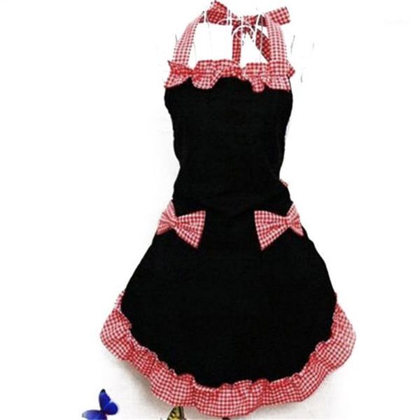 

bib apron dress flirty vintage kitchen women bowknot with pocket gift new1