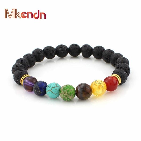 

wholesale muti-color design mens bracelets lava 7 chakra healing balance beads bracelet rhinestone reiki prayer stones yoga sqchyz