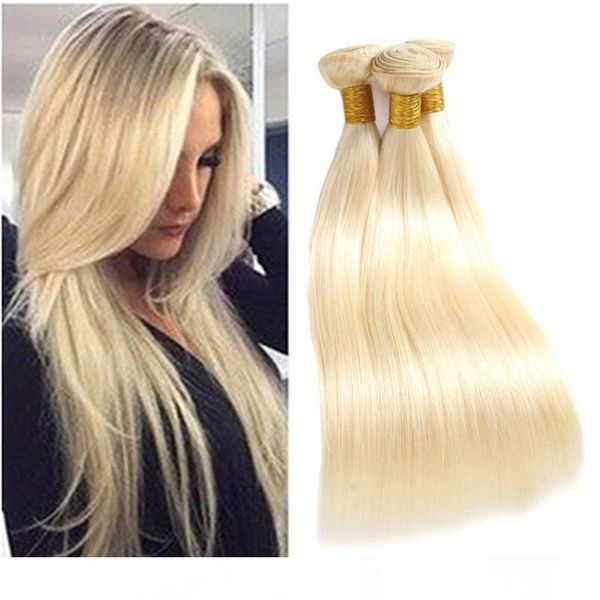

malaysian human hair 3 bundles 613# color blonde silky straight virgin hair extensions straight 3 pieces lot 613 blonde 8-30inch, Black