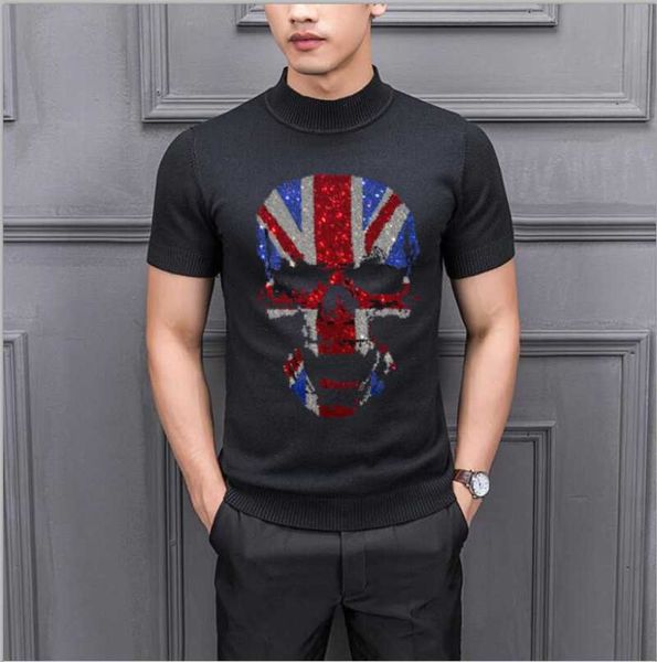 

drill o-neck knitted sweater men autumn fashion causal long sleeve slim fit pullovers male 2021, White;black