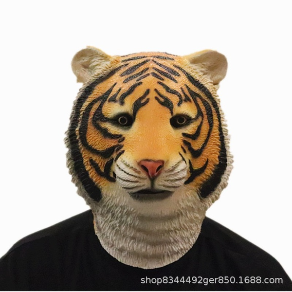 

mascot costumes tiger headgear year of the tiger yellow tiger mascot animal headgear halloween horror funny funny dress up props, Red;yellow