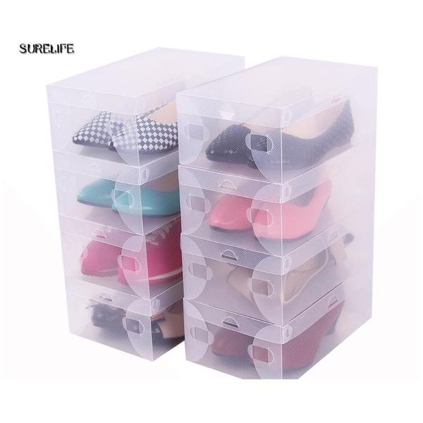 

10pcs children/women/men foldable clear plastic shoe storage box transparent stackable foldable shoe box organizers w bbypyx