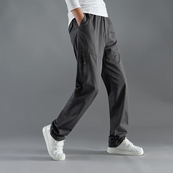 

летние 100% хлопок мужские грузовые брюки joggers baggient тактические брюки легкие серые рабочие брюки свободные повседневные брюки плюс ра, Black