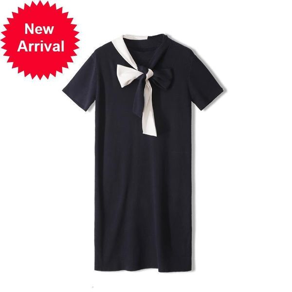 

new vintage 2021 fashion french runway feminine knitted neck loose mini summer dress short sleeve casual dresses new clothes 8xy1, Black;gray