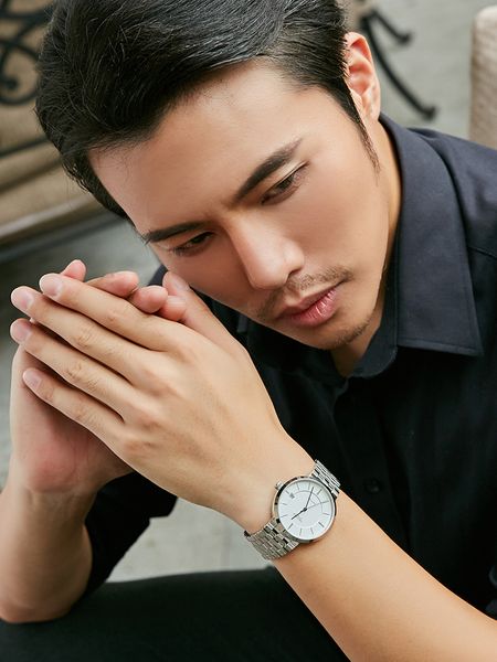 

caluola genuine automatic mechanical watch mens watch mens watch fashion calendar steel belt waterproof 2020 new fashion, Slivery;brown