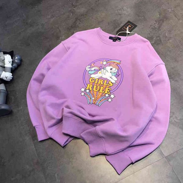 

2022 factory wholesale new model [jimo sweater]spring 22 age reduced pony printed casual loose round neck sweater, Black