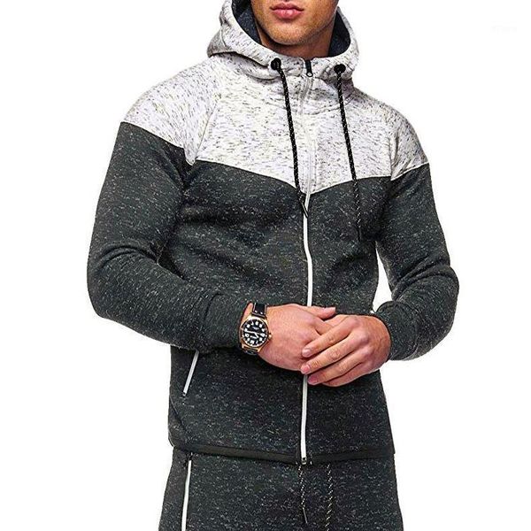 

2021 men's fashion stitching hooded casual sweatshirt youth color blocking long sleeve thick sweatshirts1, Black