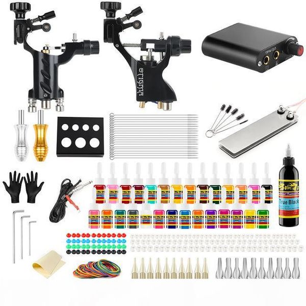 

new arrival tattoo machine kit complete sets rotary machines for body art color inks power supply