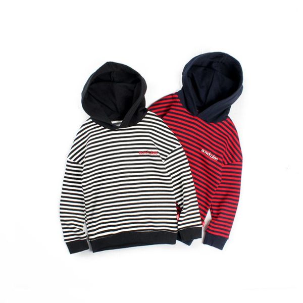 

stripe print kids hoodies fashion boy girl hoodie pullover 3 5 7 9 10 12 years child street costume hoodies sweatshirt, Black