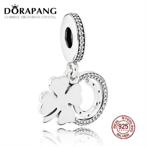 

2021 new 100% 925 sterling silver lucky day dangle charm clear cz pendant bead for mother gift bracelet diy, Black