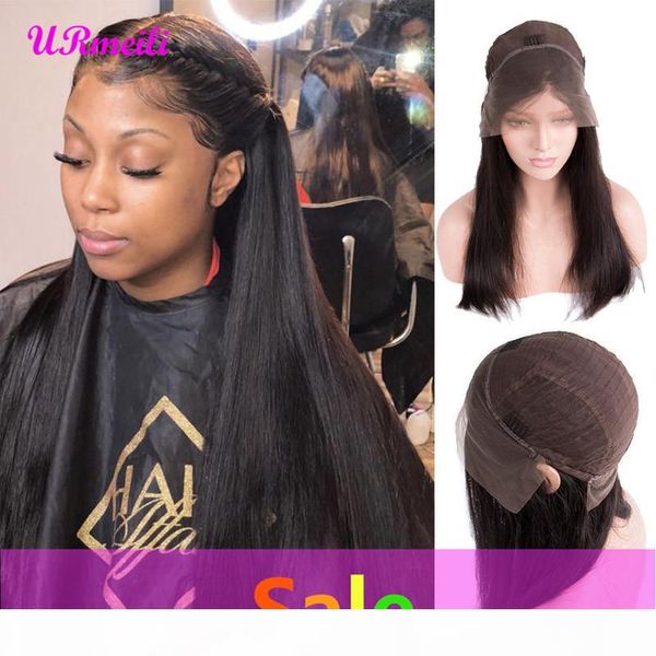 

human hair lace front wigs for black women raw virgin indian remy hair wig with baby hair dhgate perruque bleached knots lace wig, Black;brown