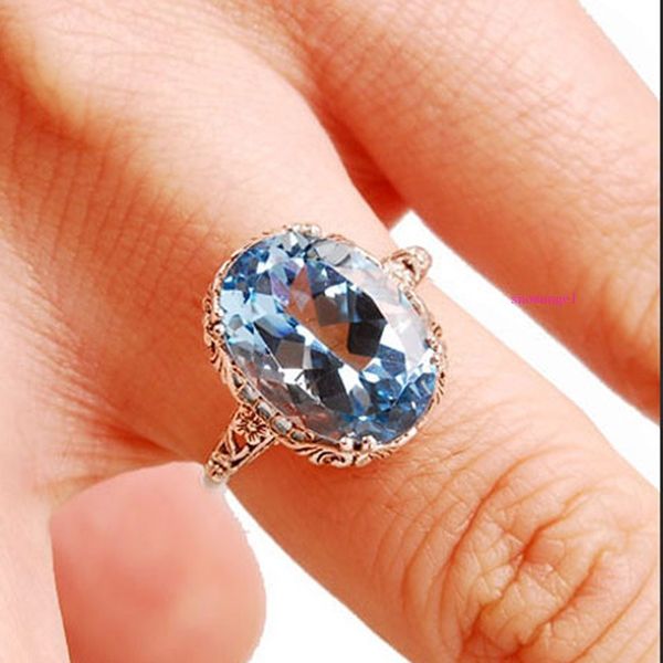 

мода женские свадебные украшения aqua sapphire кольцо, Golden;silver