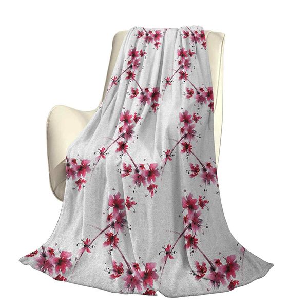 

watercolors petal flower oriental native floral pattern with twigs artfuloffice leisure blankets