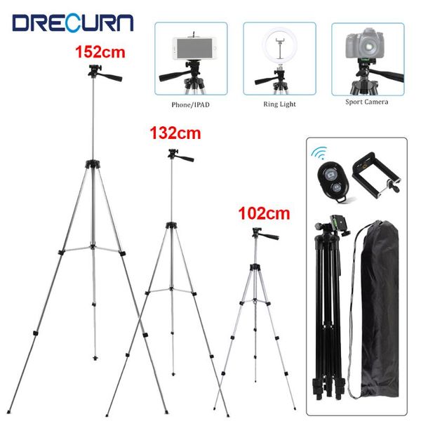 

drecurn 152 132 102 cm professional digital dslr camera tripod universal mobile phone tripod stand aluminum travel tripode para