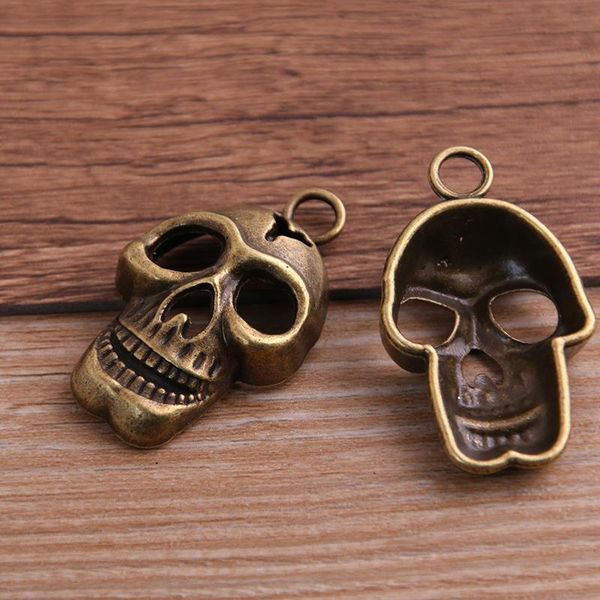 

4 шт. 2237 мм металлический сплав двухцветные 3d череп подвески подвески для ювелирных изделия diy handmade craft jlltdo bde_jewelry, Bronze;silver