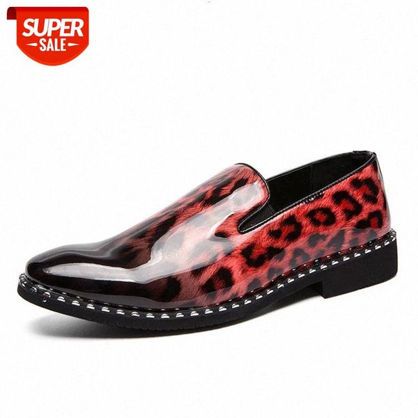 

2020 new leopard skin leather loafers men's summer slip on comfortable men dress shoes casual large size 38-44 party male flat #un2c