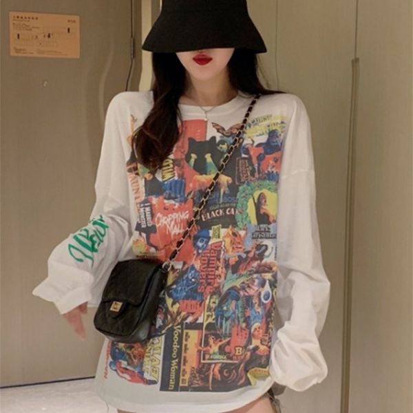 

loose long-sleeved t-shirt new female early autumn 201028, White