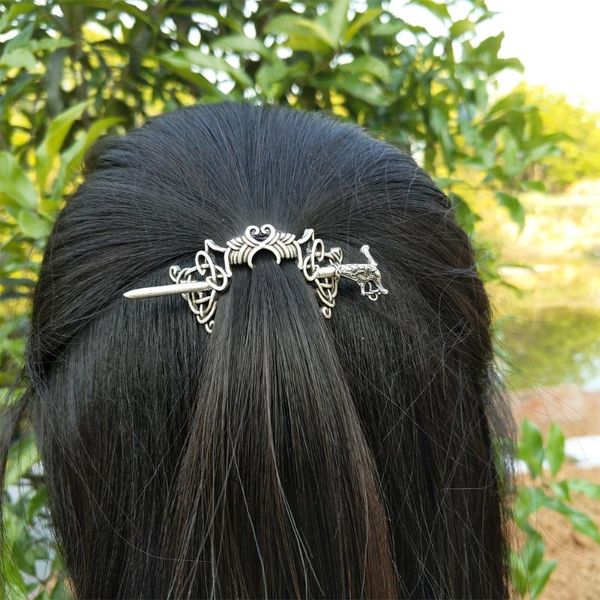 

10pcs viking dragon hair sticks celtics knotwork hairpin hair jewelry for women cetilcs jewelry, Golden;silver