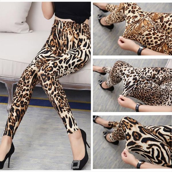 

cuhakci fashion legging leopard printing slim fitness leggins high waist push up pants plus size trousers womans leggings, Black