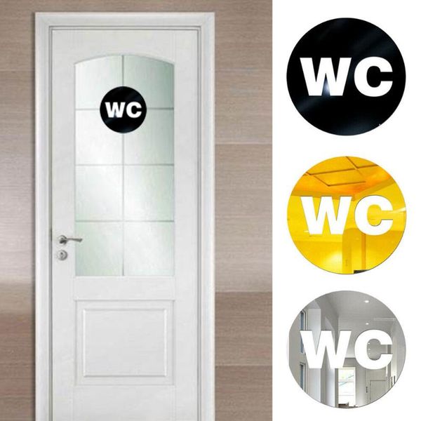 

wall stickers removable wc door sign mirror washroom toilet sticker family diy decor home for bathroom