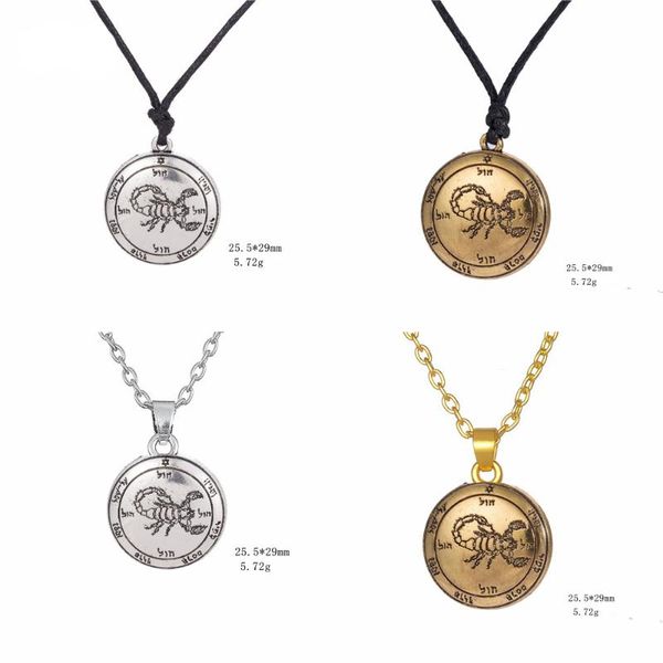 

10pcs scorpion mars key of solomon double sided pendant statement necklace men chain necklaces for women choker jewelry, Silver