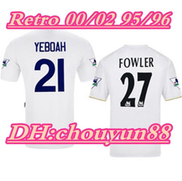 

retro 00/02 95/96 leeds united soccer jerseys fowler keane bowyer viduka yeboah vintage kit classic shirt, Black;yellow
