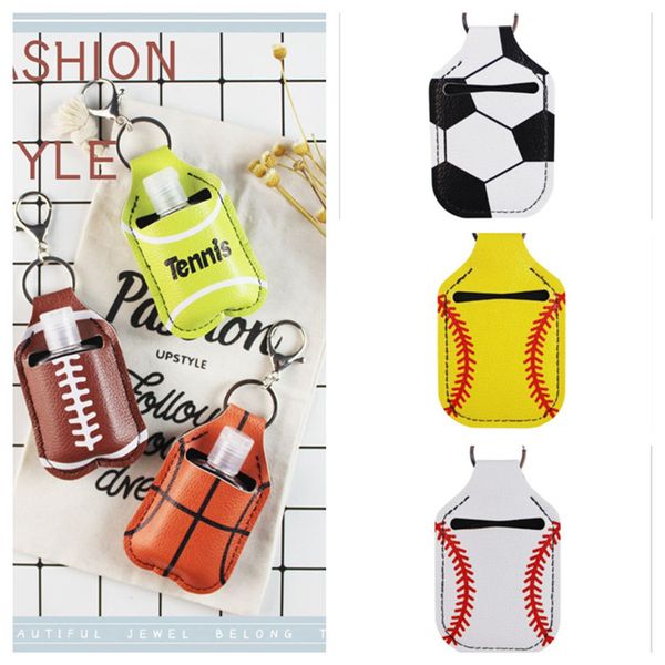 

baseball softball ball games keychain sanitizer holder hand wash gel bottle case metal clip key rings key chain bag pendant favor e121001, Blue