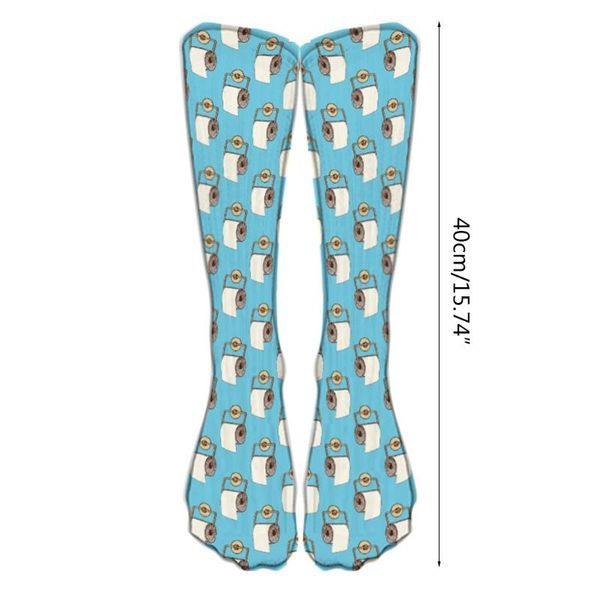 

men's socks funny 3d print toilet roll paper crew novelty cotton mid-calf stockings x7ya, Black