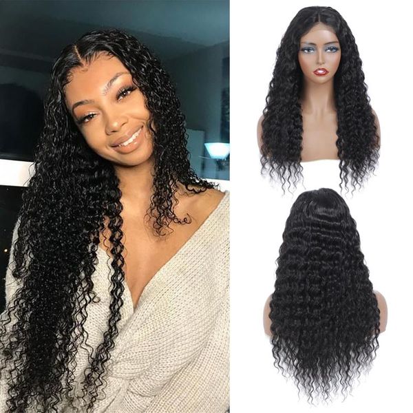 

lace wigs deep wave closure wig human hair frontal 180 front pre plucked bleached knots remy 4x4, Black;brown