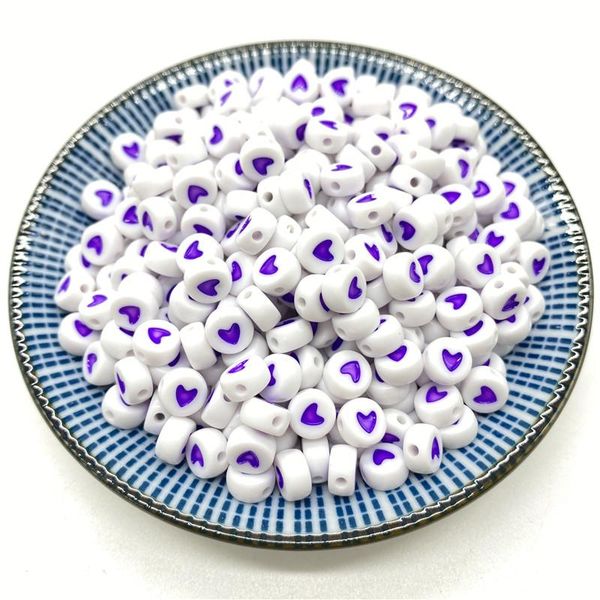 

100 шт. / лот 7 мм акриловые разнесенные бусины круглая форма любовь сердце бисера для ювелирных изготовление diy handmade подвески браслет