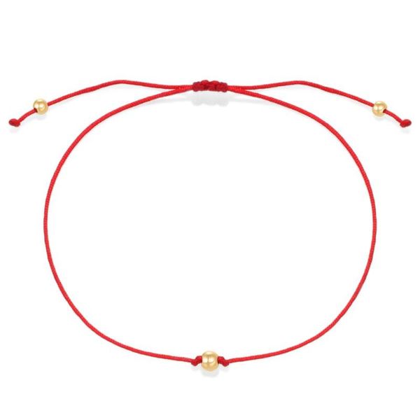 

simplle red string filled copper beads handcrafted bracelet women girl golded ball black cored adjustable knotted jewelry gift, Golden;silver