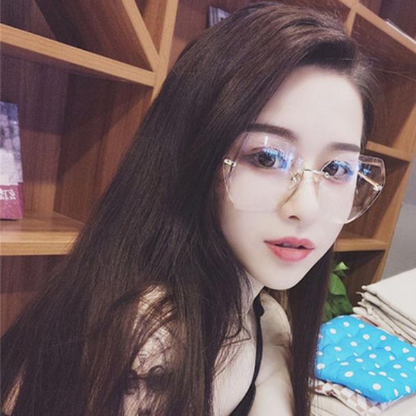 

lvvkee fashion brand design gm gradient lens blue pink rimless retro women sunglasses driving travel female pretty uv400, White;black