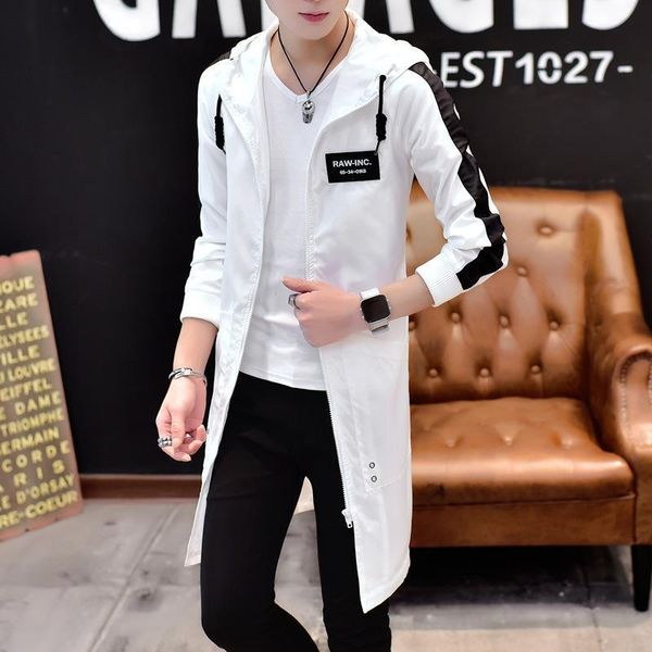 

mens long coats plus size 5xl fashion thin trench male sunscreen hooded jacket brand clothing casual men slim trench coat, Tan;black