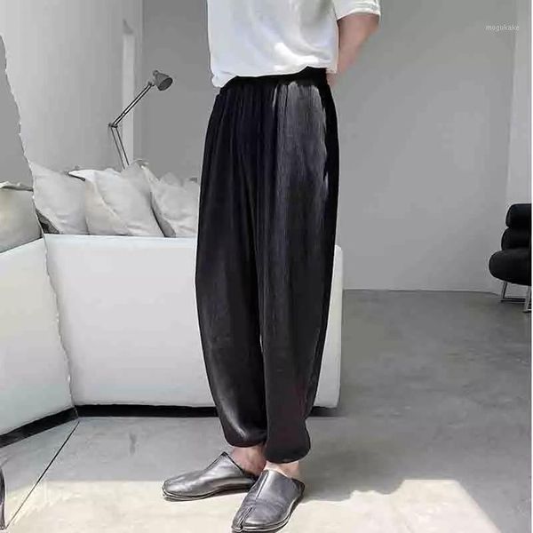 

new stretch tights casual summer drape men's breathable pleated comfortable turnip slacks1, Black